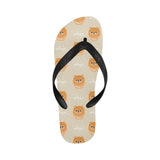 Cute brown pomeranian puppy on blue Unisex Flip Flops