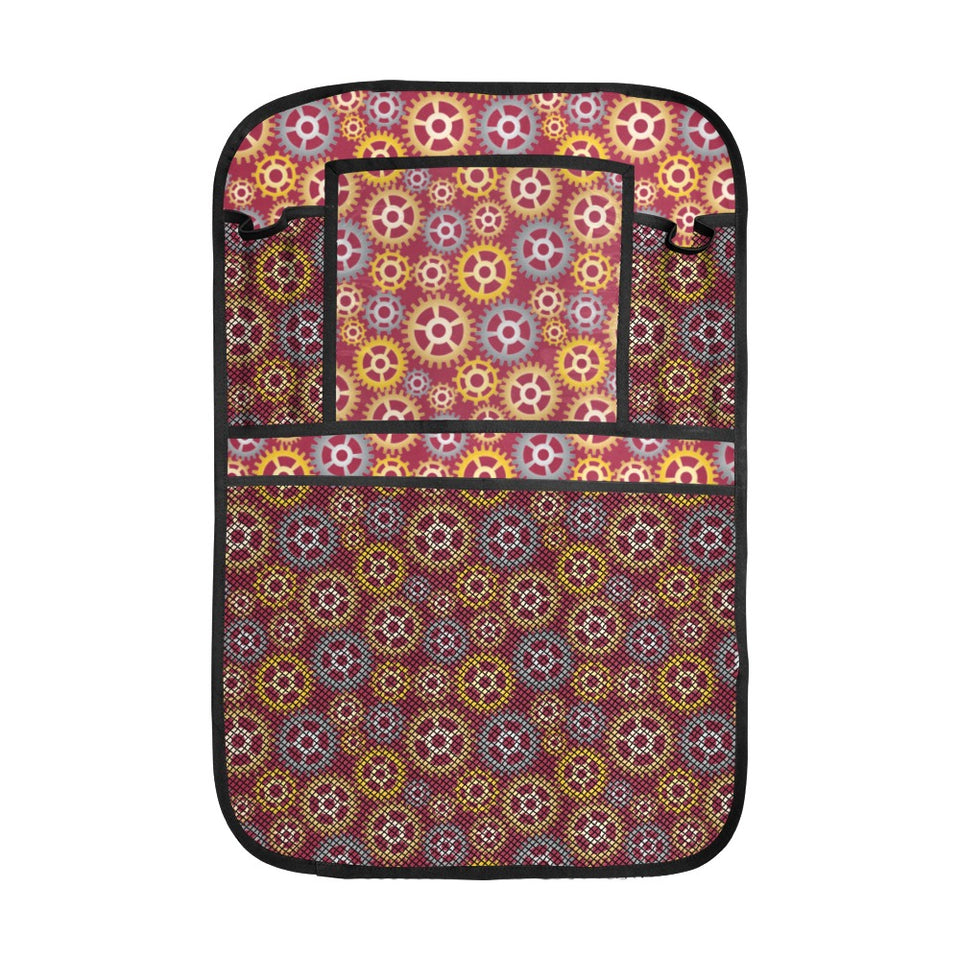 Gear Pattern Print Design 04 Car Seat Back Organizer
