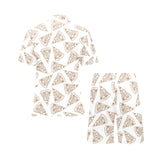 Hand drawn pizza pattern Men's V-Neck Short Pajama Set
