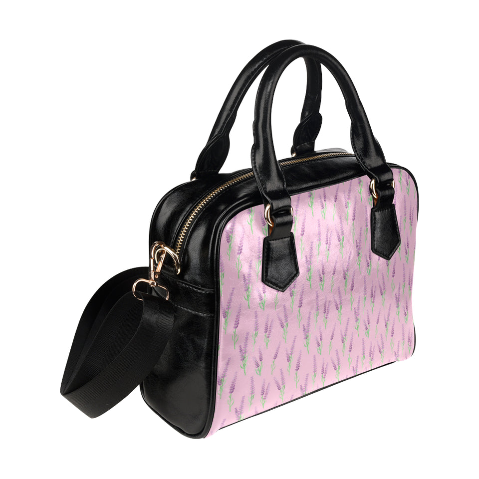Lavender pattern pink background Shoulder Handbag