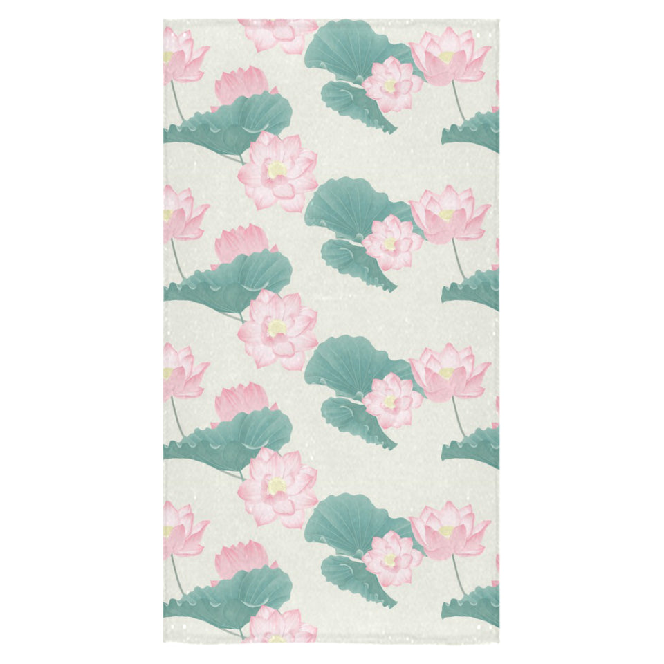 Pink lotus waterlily leaves pattern Bath Towel