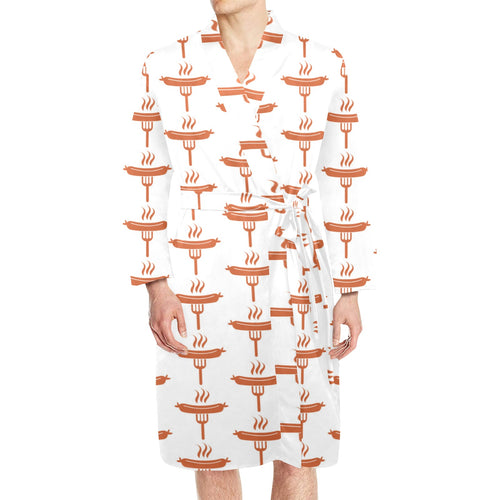Sausage Pattern Print Design 05 Men's Long Sleeve Belted Night Robe