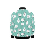 Cute sheep green background Kids' Boys' Girls' Bomber Jacket