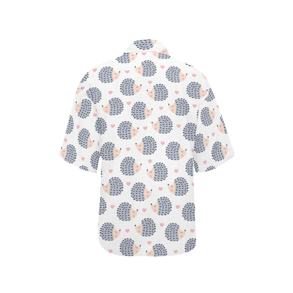 Hedgehog Pattern Print Design 04 Women's All Over Print Hawaiian Shirt