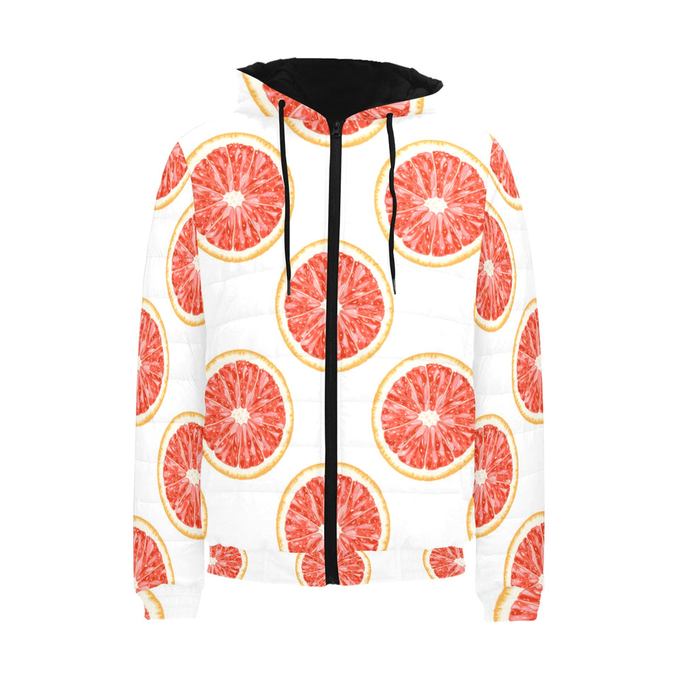 Grapefruit pattern Men's Padded Hooded Jacket