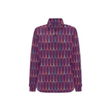 Eiffel Tower Pattern Print Design 05 Women's Long Sleeve Polo Shirt
