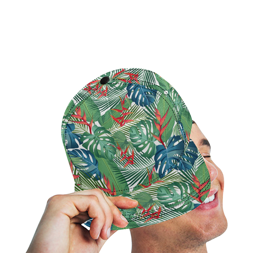 heliconia palm and monstera  leaves pattern All Over Print Snapback Cap