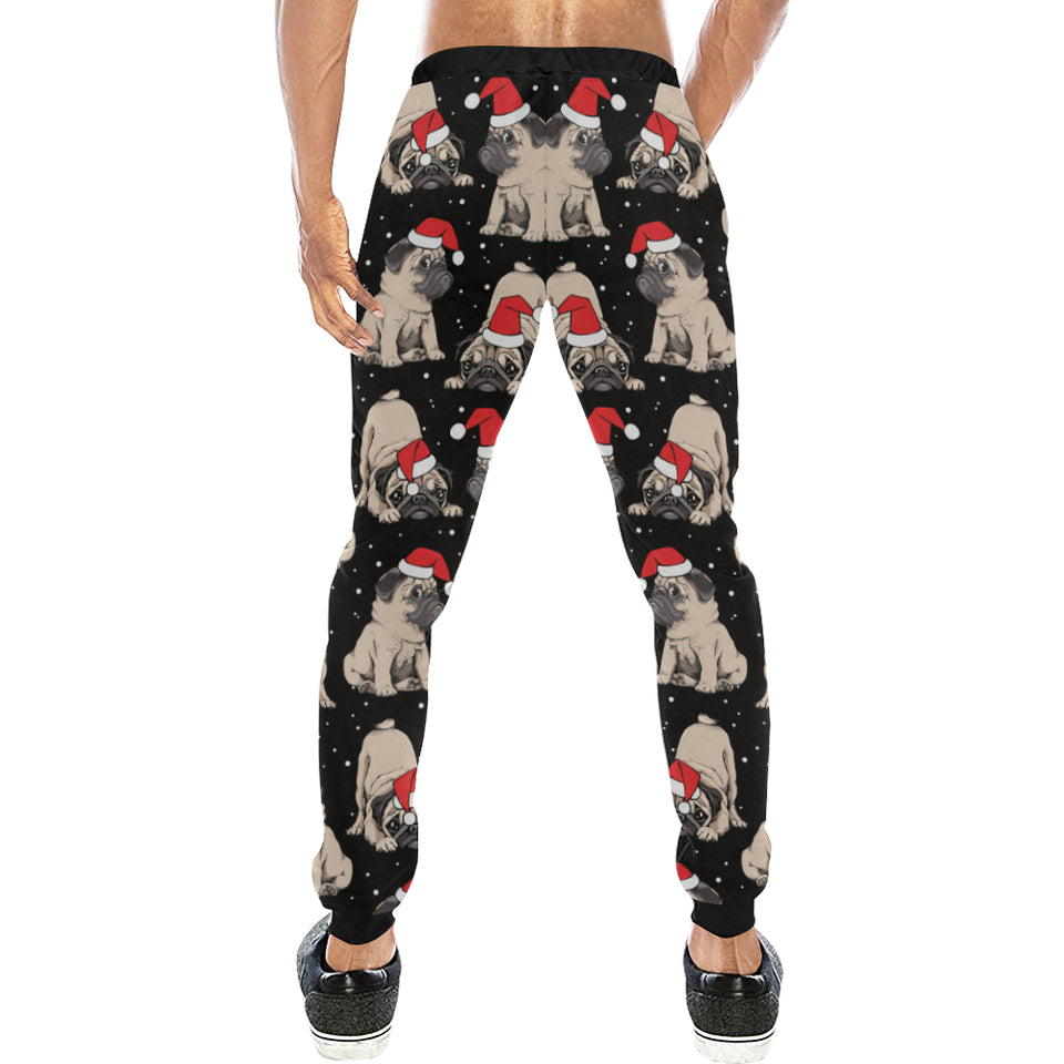 Christmas Pugs Santa_s red cap pattern Unisex Casual Sweatpants