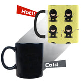 Cute ninja yellow background Morphing Mug Heat Changing Mug