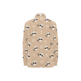 Cute raccoon heart pattern Women's Long Sleeve Polo Shirt
