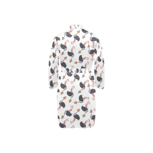Ostrich Pattern Print Design 02 Men's Long Sleeve Belted Night Robe