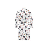 Ostrich Pattern Print Design 02 Men's Long Sleeve Belted Night Robe