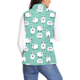 Cute sheep green background Women's Padded Vest