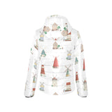 windmill design pattern Women's Padded Hooded Jacket