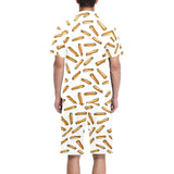 French fries potato pattern Men's V-Neck Short Pajama Set