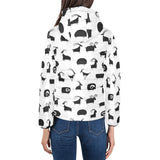 Goat ram pattern Women's Padded Hooded Jacket
