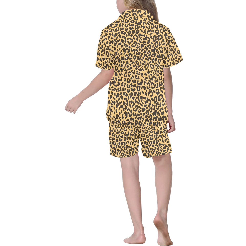 Leopard skin print Kids' Boys' Girls' V-Neck Short Pajama Set
