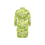 Jack Russel Pattern Print Design 01 Men's Long Sleeve Belted Night Robe