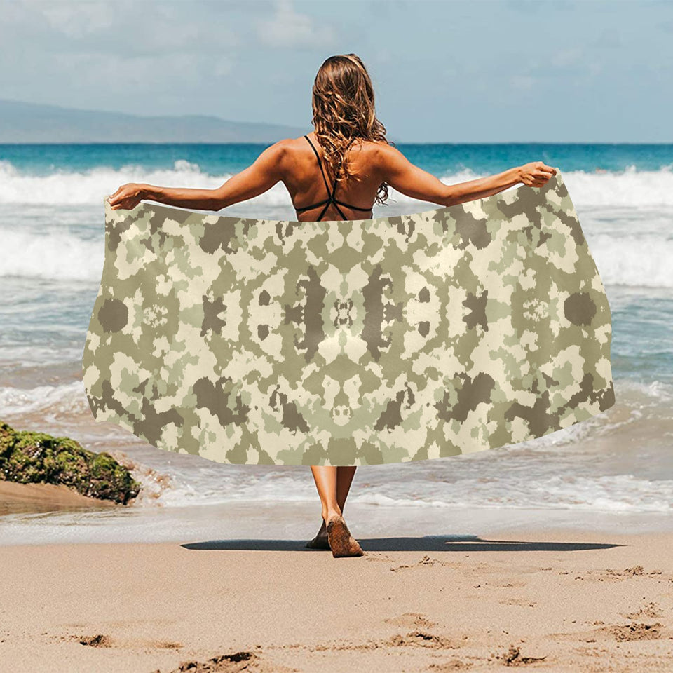 Light Green camouflage pattern Beach Towel