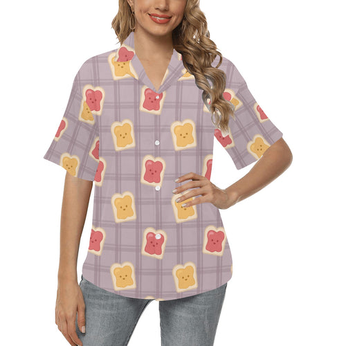 Bread Toast Pattern Print Design 05 Women's All Over Print Hawaiian Shirt