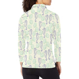 Seahorse shell pattern Women's Long Sleeve Polo Shirt