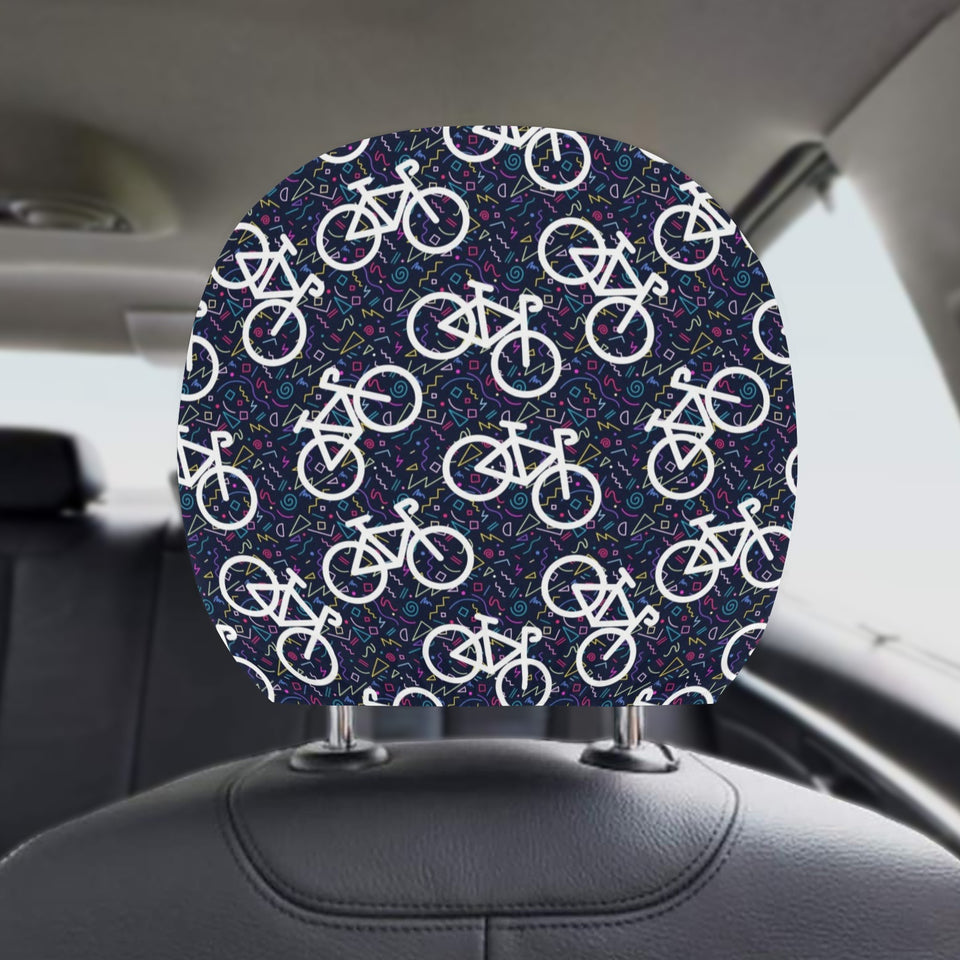 Bicycle Pattern Print Design 03 Car Headrest Cover
