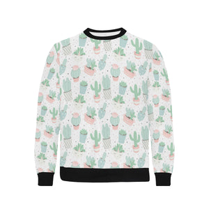 Pastel color cactus pattern Men's Crew Neck Sweatshirt