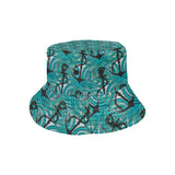 Anchor nautical green background Unisex Bucket Hat