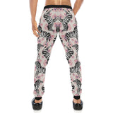 Zebra pink flower background Unisex Casual Sweatpants