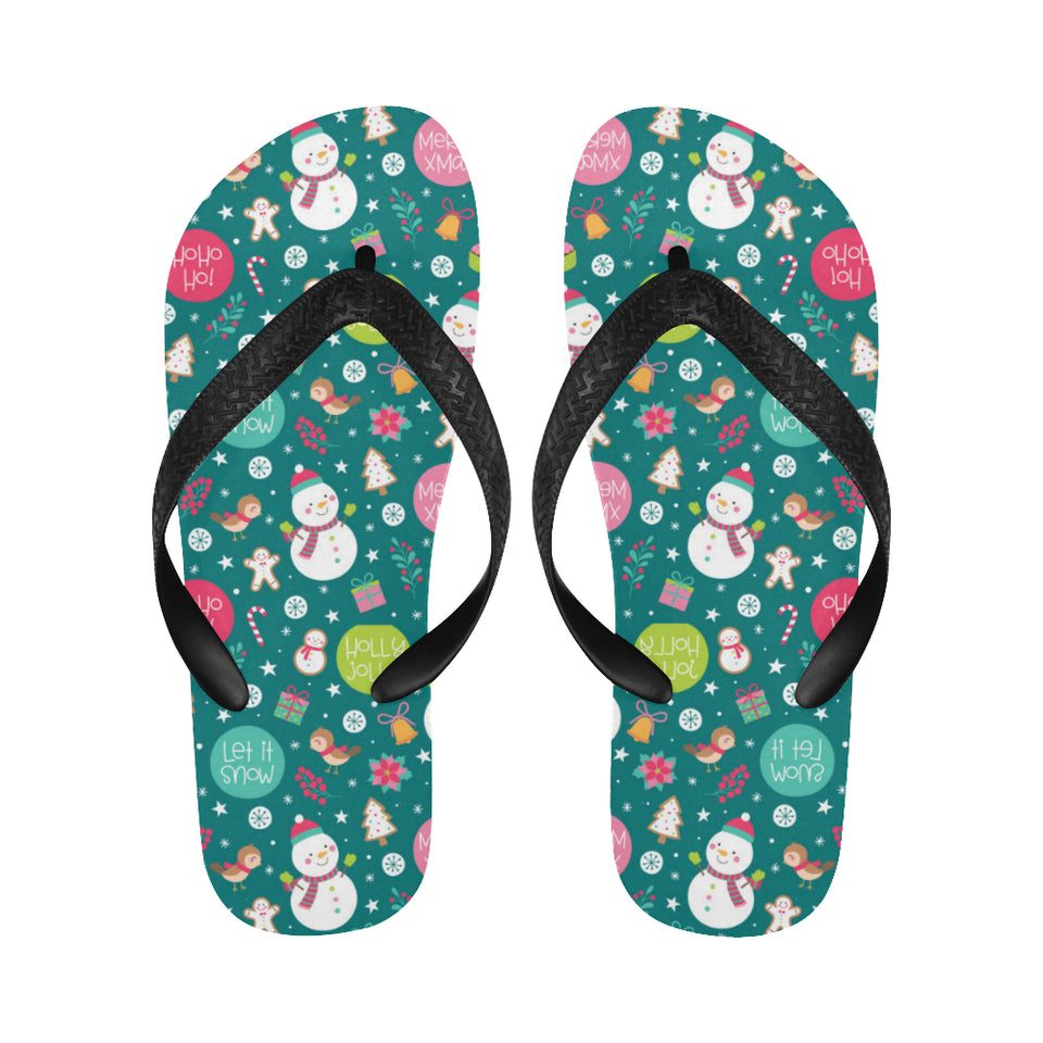 Snowman bird decorative elements christmas pattern Unisex Flip Flops