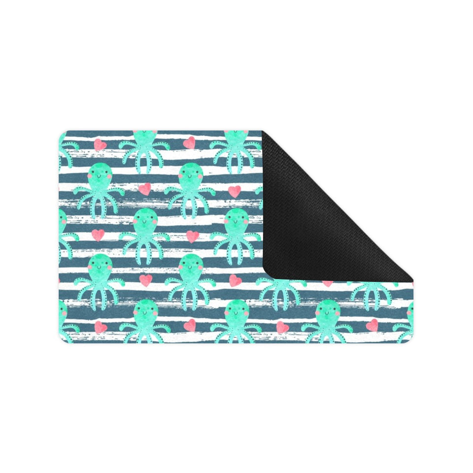 Cute octopuses heart striped background Doormat