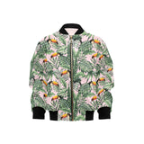 Toucan tropical green jungle palm pattern Kids' Boys' Girls' Bomber Jacket