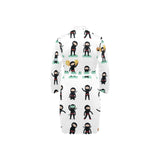 Cute ninja katana sword pattern Men's Long Sleeve Belted Night Robe