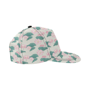 Pink lotus waterlily leaves pattern All Over Print Snapback Cap