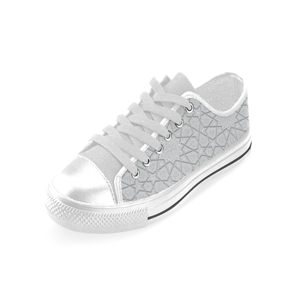 arabic star pattern Men's Low Top Shoes White