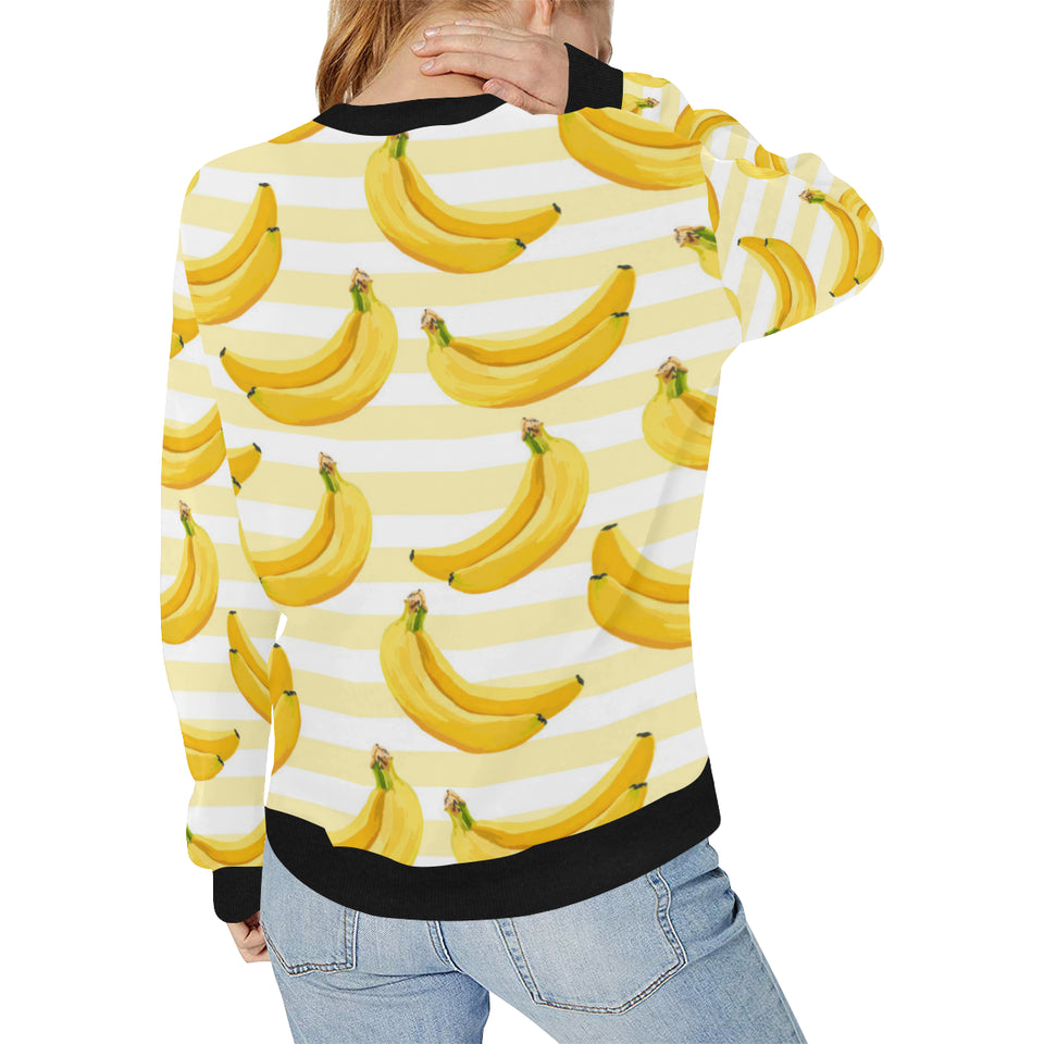 Banana pattern blackground Women's Crew Neck Sweatshirt