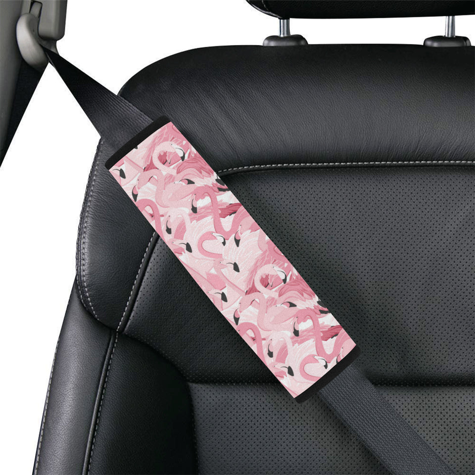 Pink flamingos pattern background Car Seat Belt Cover