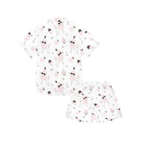 Poodle dog rose cake pattern Kids' Boys' Girls' V-Neck Short Pajama Set