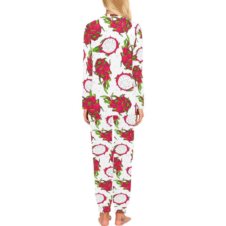 dragon fruits white background Women's All Over Print Pajama Set