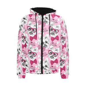 Yorkshire Terrier Pattern Print Design 03 Men's Padded Hooded Jacket