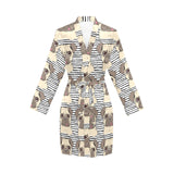 Happy pug pattern Women's Long Sleeve Belted Night Robe