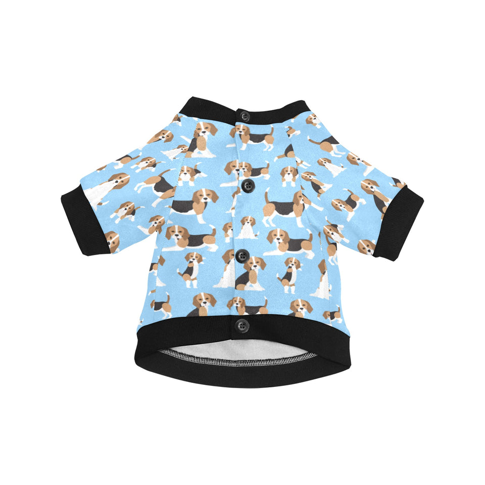 Beagle dog blue background pattern All Over Print Pet Dog Round Neck Fuzzy Shirt