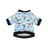 Beagle dog blue background pattern All Over Print Pet Dog Round Neck Fuzzy Shirt