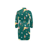 Kangaroo leaves pattern Men's Long Sleeve Belted Night Robe