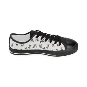 Chihuahua dog pattern Kids' Boys' Girls' Low Top Canvas Shoes Black