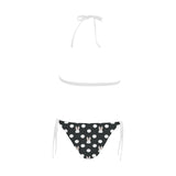 Cute white rabbit polka dots black background Sexy Bikinis Two-Piece Swimsuits