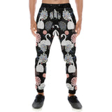 white swan blooming flower pattern Unisex Casual Sweatpants