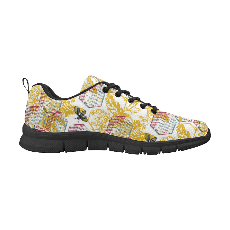 Cool Bee honeycomb leaves pattern Men's Sneaker Shoes