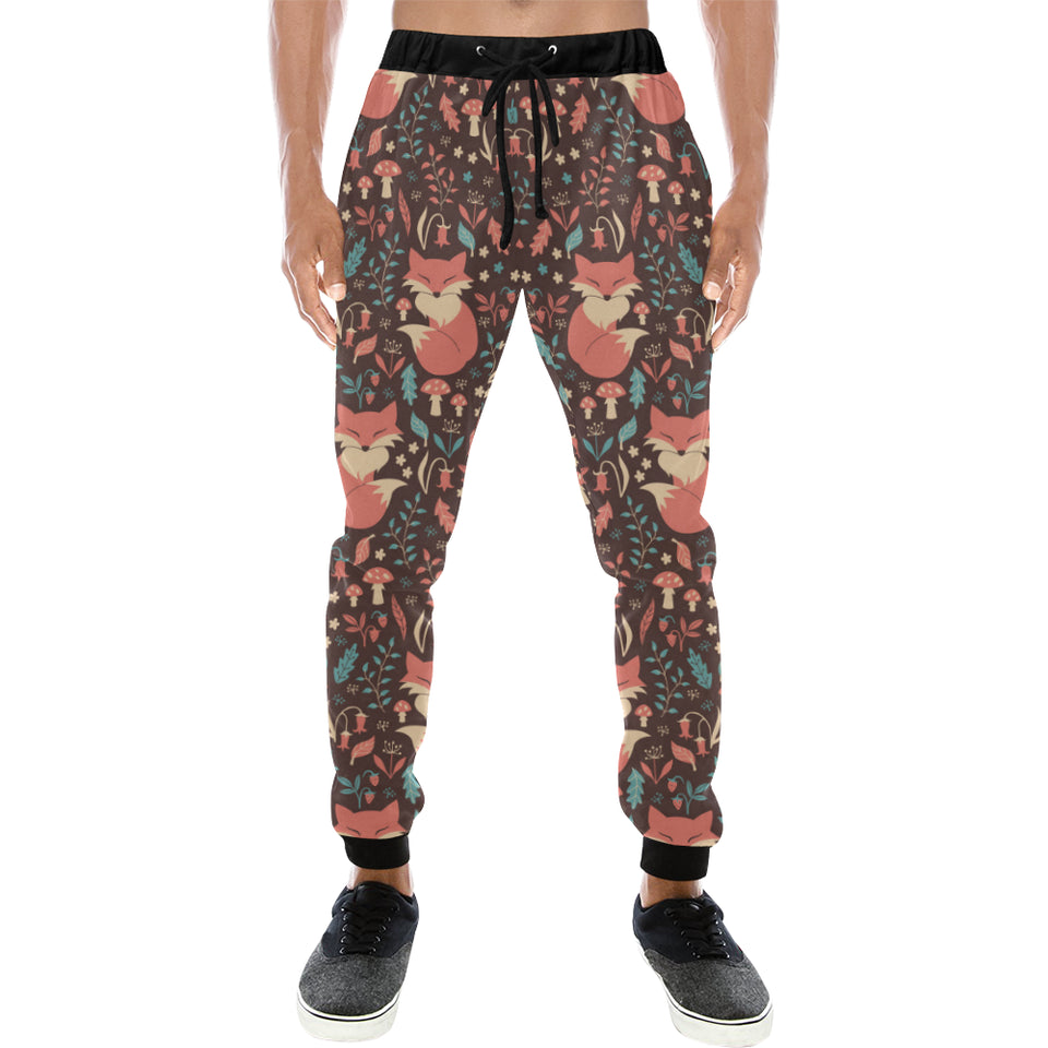 fox leaves mushroom pattern Unisex Casual Sweatpants