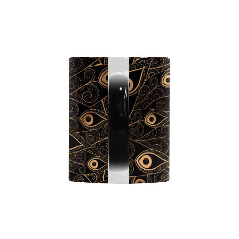 Gold peacock feather pattern Morphing Mug Heat Changing Mug